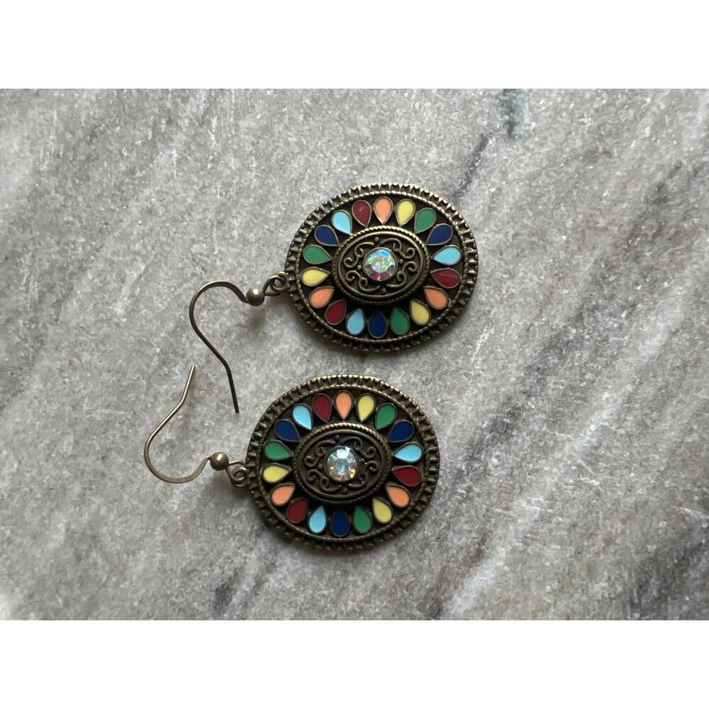 Vintage Style Multicolor Oval Drop Earrings